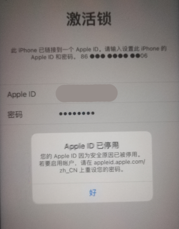 芦淞苹果手机维修分享iPhone 12 出现提示“Apple ID 已停用”怎么办 